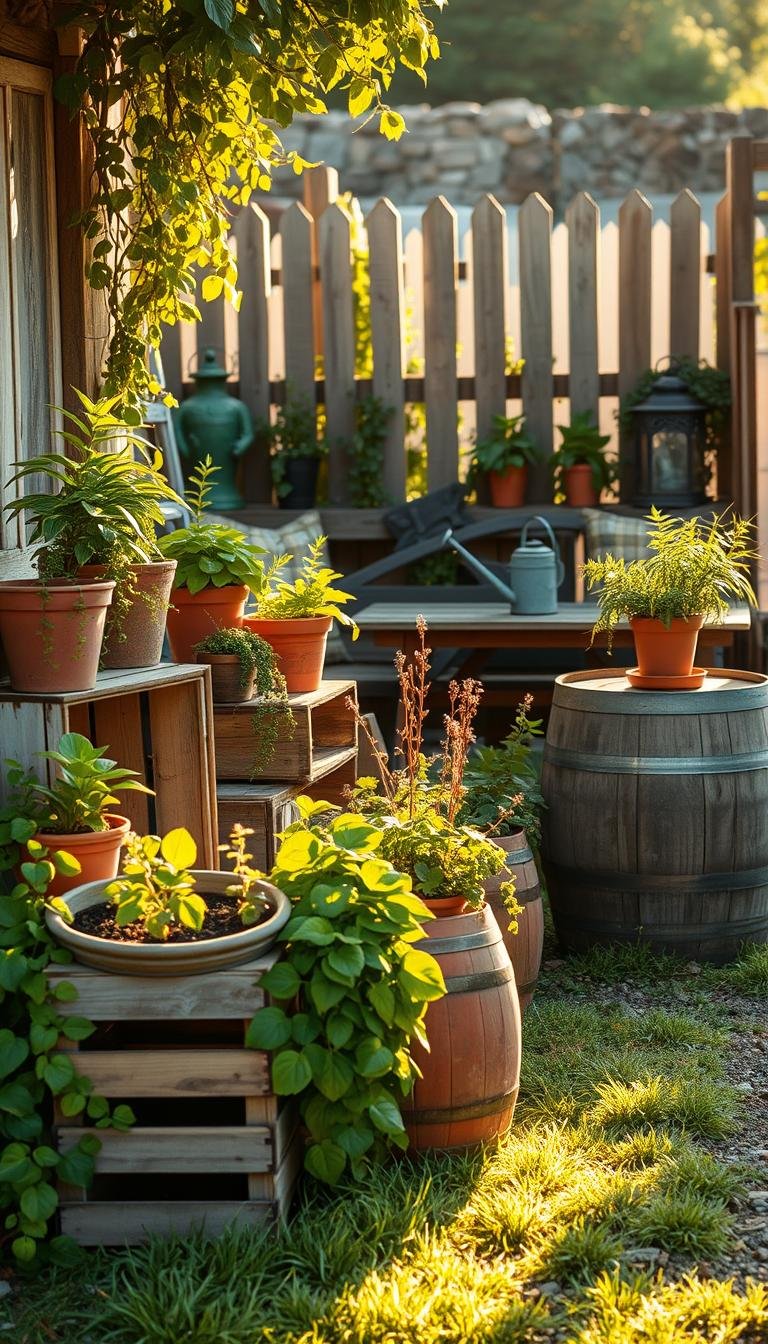 Repurposing Wooden Crates & Barrels for a Retro Garden Flair
