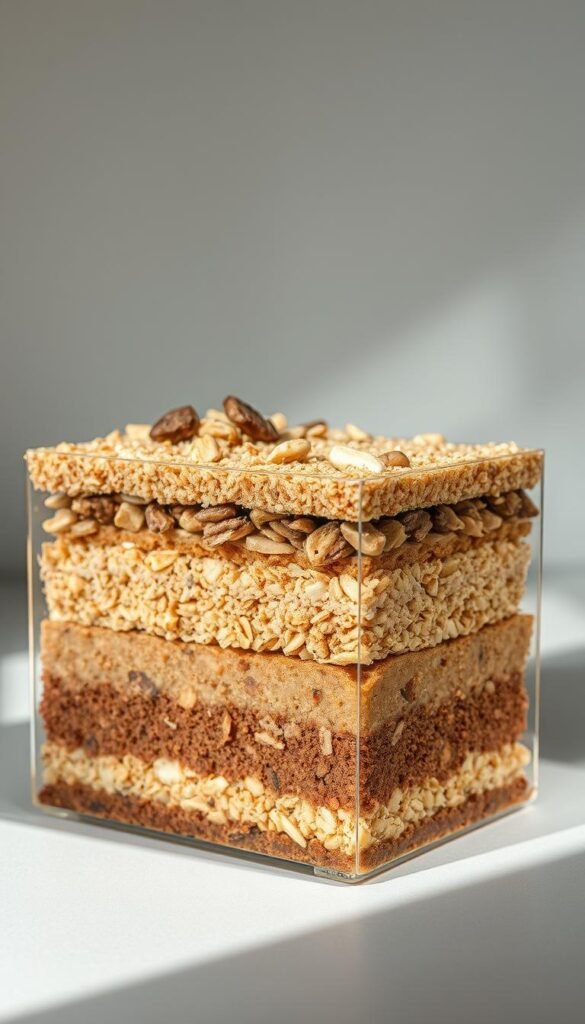 An intricate arrangement of bokashi fermentation layers, captured in a detailed cross-sectional view. The distinct strata of organic matter, bran, and microbial starter are meticulously rendered, showcasing the complex process of decomposition. A soft, diffused lighting illuminates the scene, casting gentle shadows that accentuate the visual depth. The overall composition conveys a sense of scientific observation, inviting the viewer to closely examine the inner workings of this small-space composting technique. The image is presented in a neutral, earthy color palette, reflecting the natural and sustainable nature of the bokashi method.
