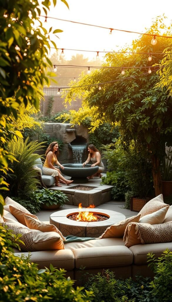 Cozy Garden Aesthetic: Soft Seating, Firepits, and Warm Lighting Ideas