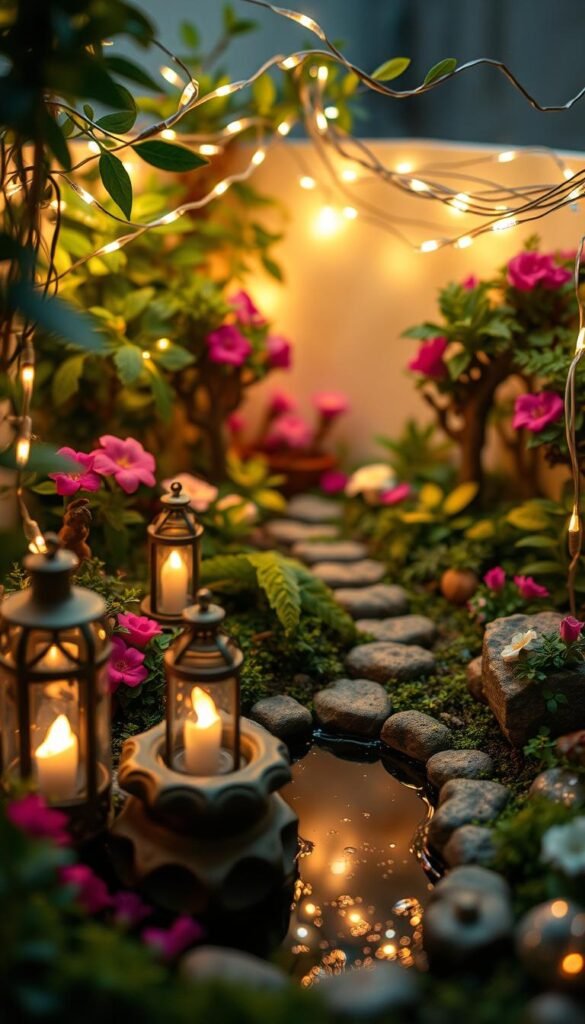 Garden Fairy Lights and Lanterns: Adding Ambience to Your Miniature Scene