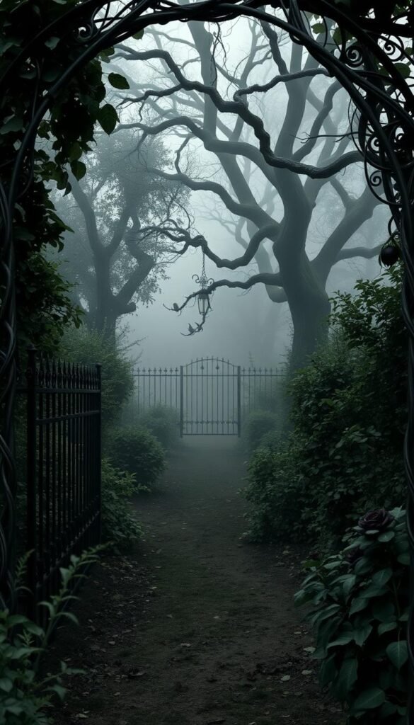 Gothic Garden Aesthetic: Dark Blooms, Ornate Ironwork, and Shadowy Corners