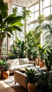 Modern Indoor Garden Inspiration: Sleek Furniture and Statement Greens