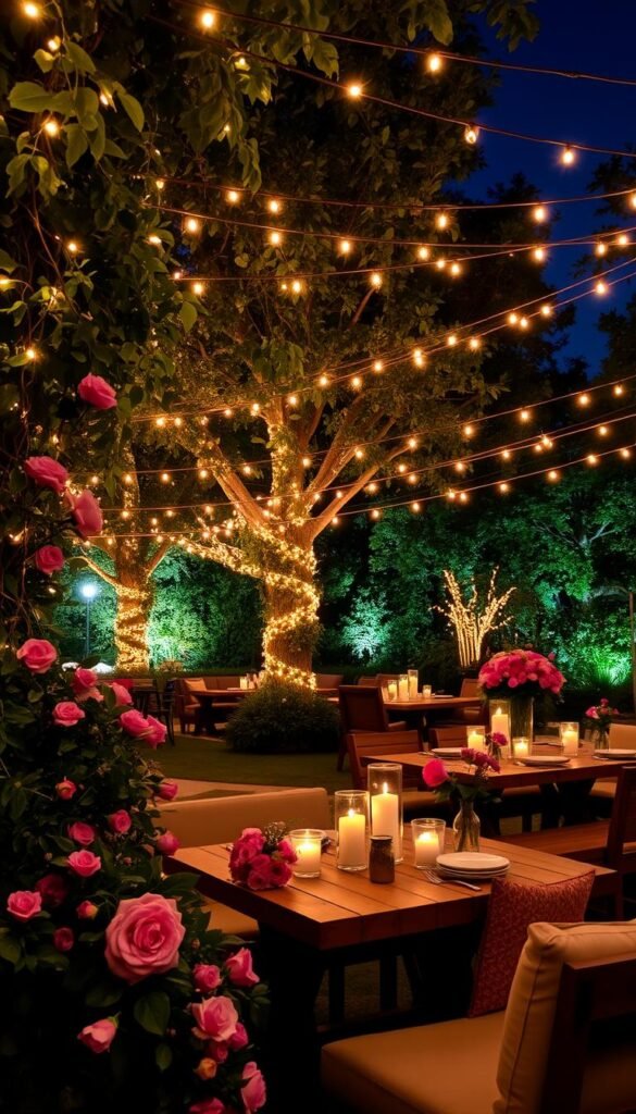 Summer Garden Party Aesthetic: Styling with Flowers and Lights