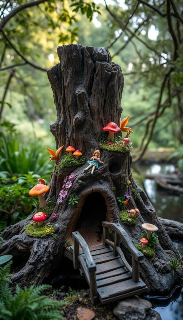 Turning a Tree Stump into a Fairy Garden Focal Point