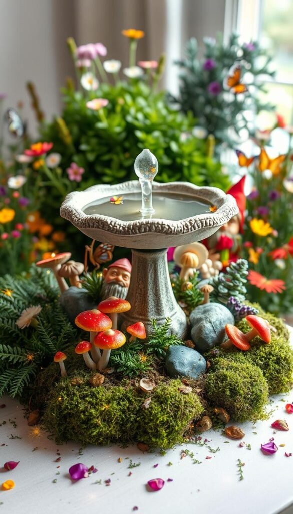 Upcycling a Birdbath into a Fairy Garden Centerpiece
