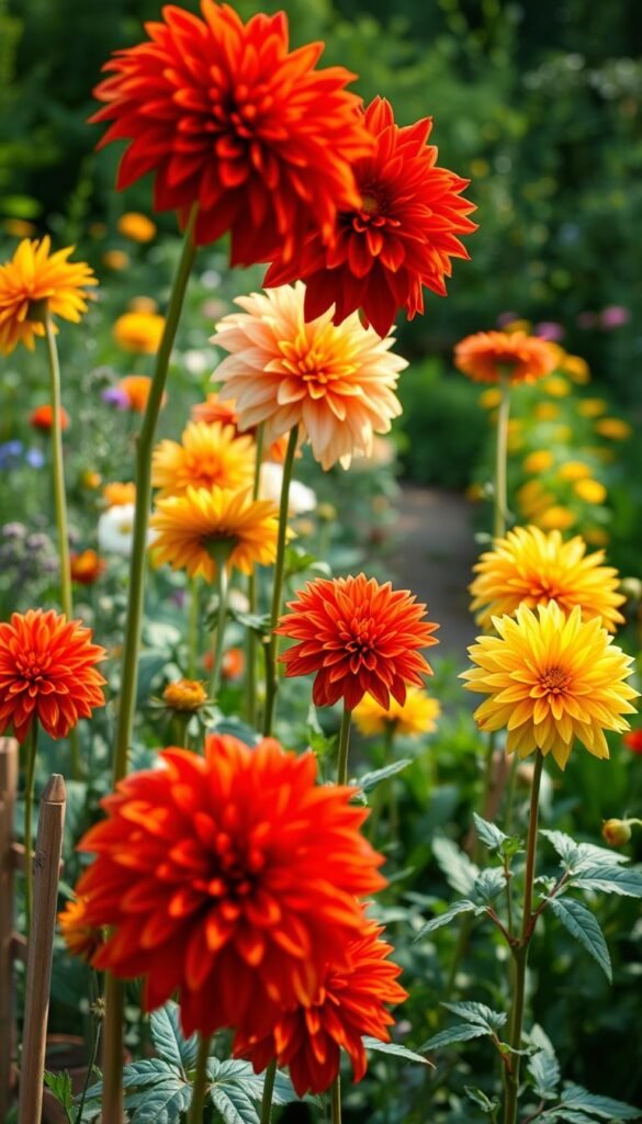 Caring for a Dahlia-Filled Cut Flower Garden: Staking, Watering, and Deadheading