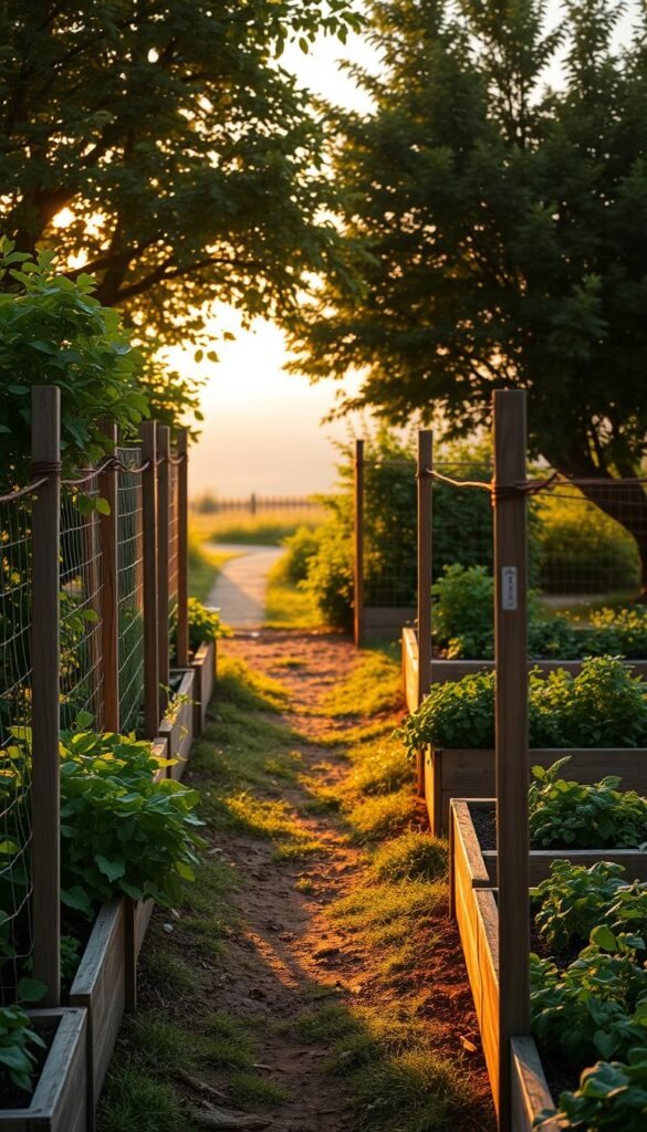 Fenced Garden with Raised Beds: Keeping Out Critters in Style
