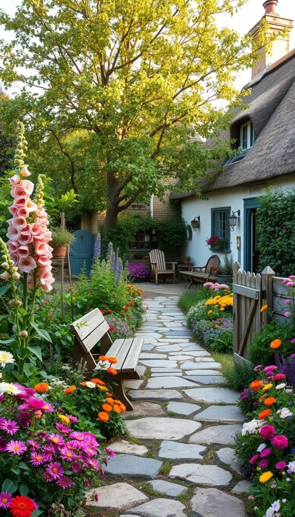 Small Cottage Garden Design Layout: Balancing Plants, Paths, and Seating