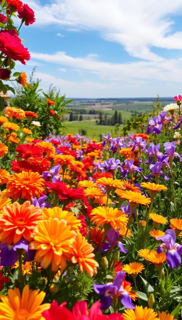 Sun-Kissed Blooms: Backyard Flower Garden Aesthetic with Bright Color Palettes