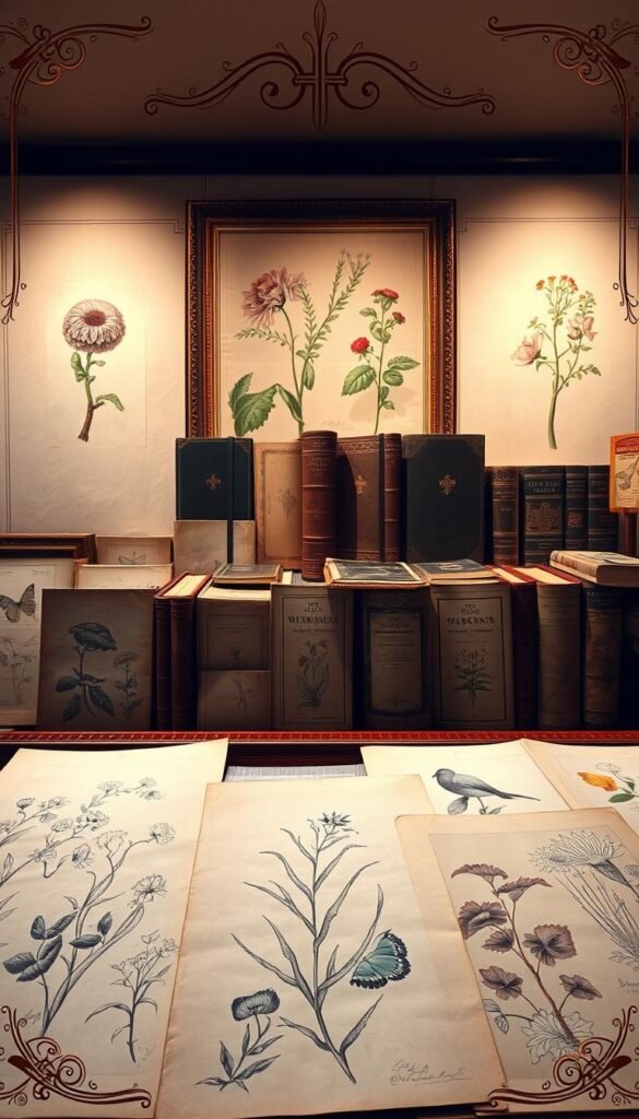 A stunning array of antique botanical illustrations, showcasing the rich history and artistry of this captivating genre. A meticulously rendered foreground featuring delicate, hand-colored sketches of various plant specimens, their intricate details captured with precision. In the middle ground, a collage of vintage botanical books and journals, their weathered covers and aged pages evoking a sense of timelessness. The background blends soft, warm lighting with a subtle, muted color palette, creating an atmosphere of scholarly contemplation and artistic appreciation. Elegant, ornate frames and borders adorn the perimeter, further emphasizing the historical significance and artistic excellence of these botanical masterpieces. A stunning array of antique botanical illustrations, showcasing the rich history and artistry of this captivating genre. A meticulously rendered foreground featuring delicate, hand-colored sketches of various plant specimens, their intricate details captured with precision. In the middle ground, a collage of vintage botanical books and journals, their weathered covers and aged pages evoking a sense of timelessness. The background blends soft, warm lighting with a subtle, muted color palette, creating an atmosphere of scholarly contemplation and artistic appreciation. Elegant, ornate frames and borders adorn the perimeter, further emphasizing the historical significance and artistic excellence of these botanical masterpieces.