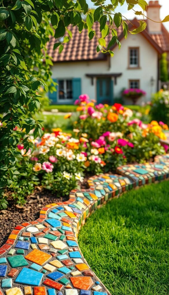 Adding a splash of color to your yard with mosaic garden borders edging