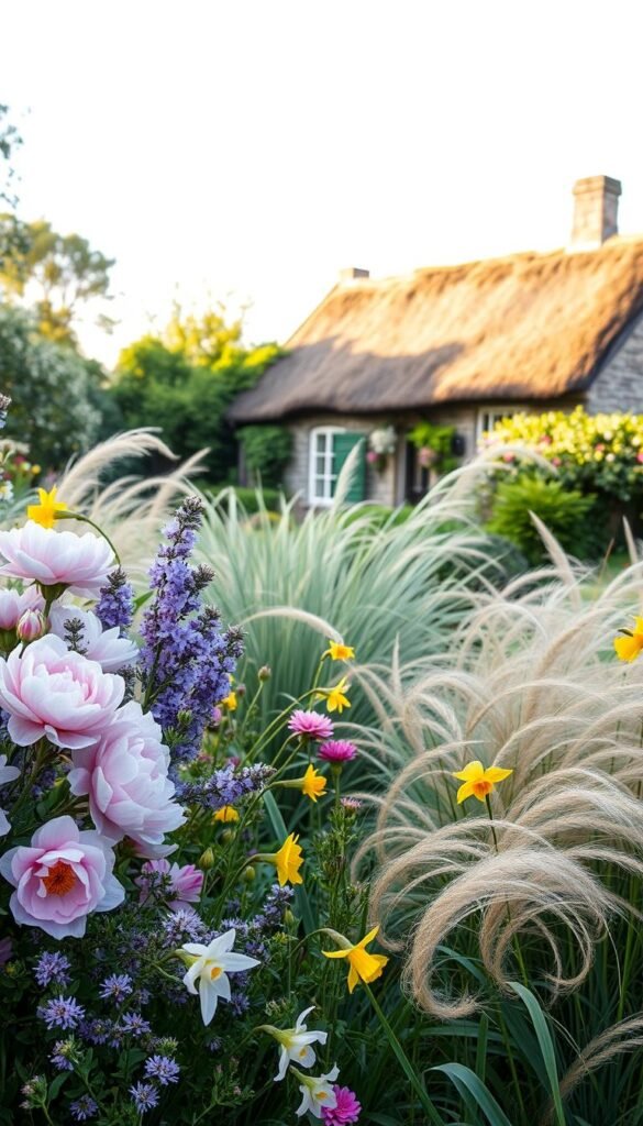 Combining cottage blooms and grasses for airy, romantic borders