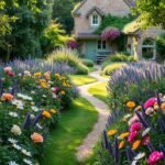 Cottage garden borders that combine romantic blooms and winding paths
