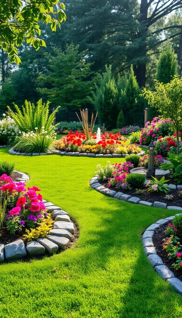 Creative garden borders ideas for separating lawn and flower beds