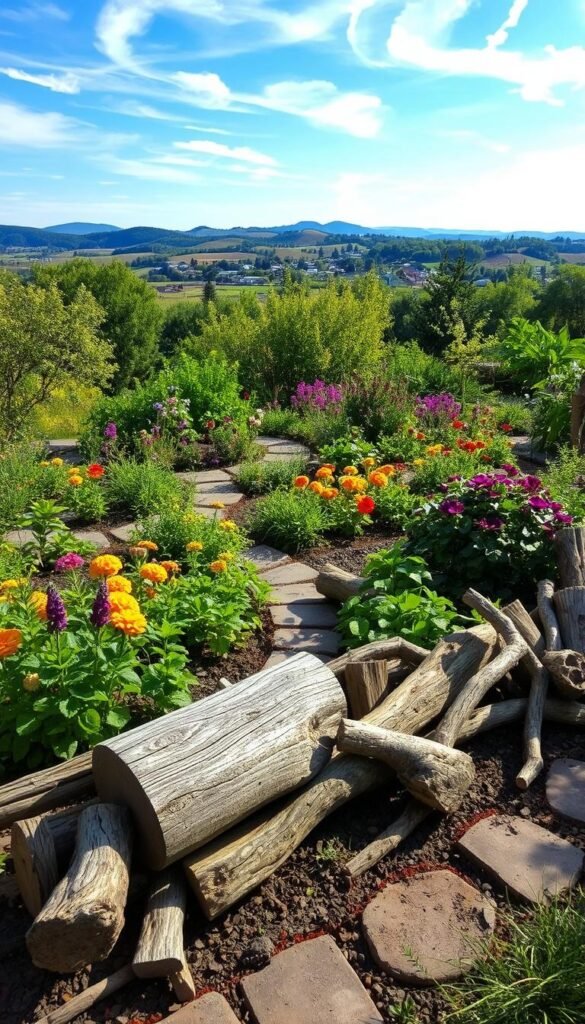 DIY garden borders edging using inexpensive materials like reclaimed wood