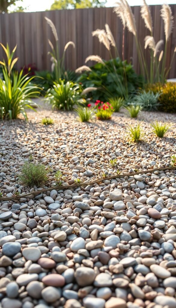 Gravel garden edges and borders for easy drainage and maintenance