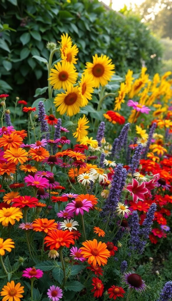 Mixing annuals and perennials in small garden borders for continual bloom