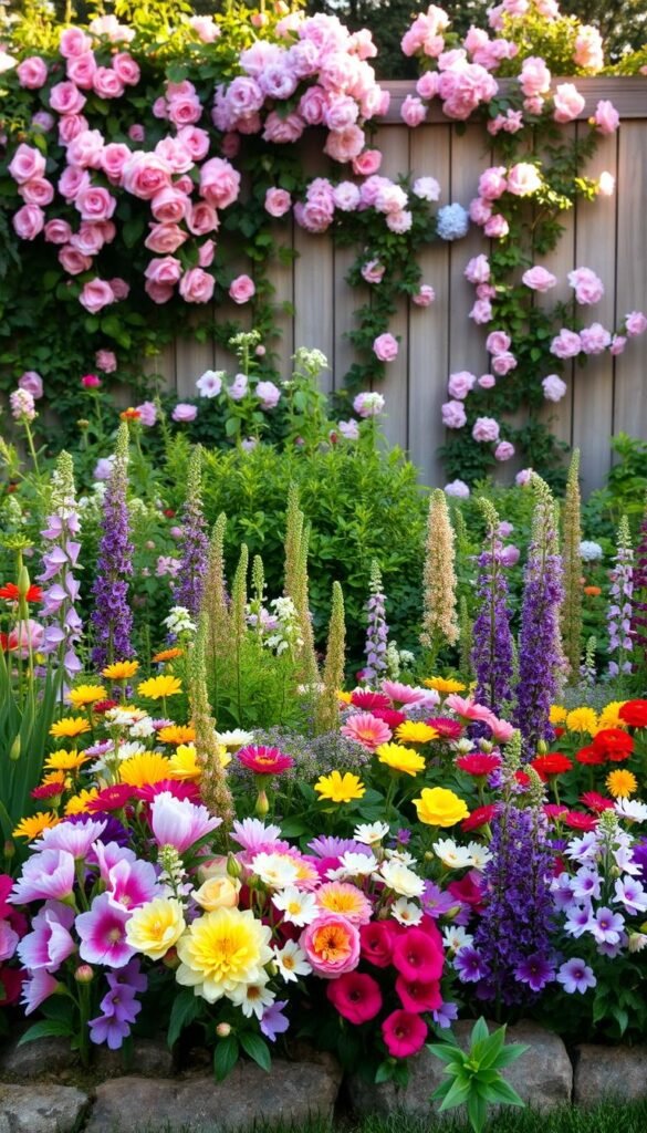 Mixing shrubs and perennials for layered cottage garden borders