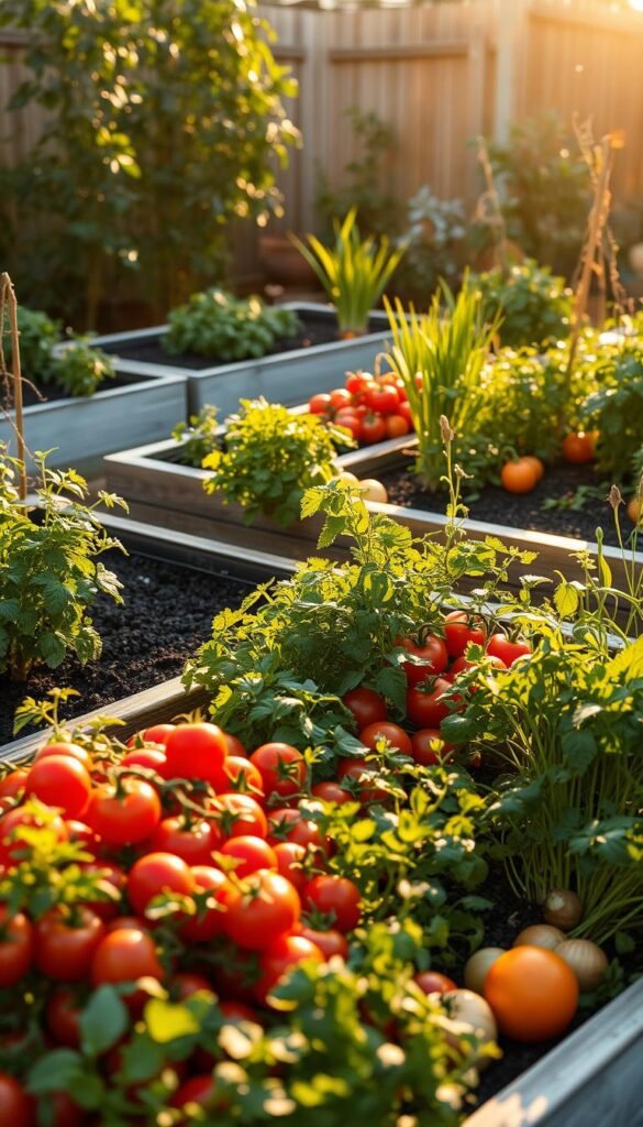 Salsa Garden Layout Raised Beds: Tomatoes, Peppers, Onions, and Cilantro