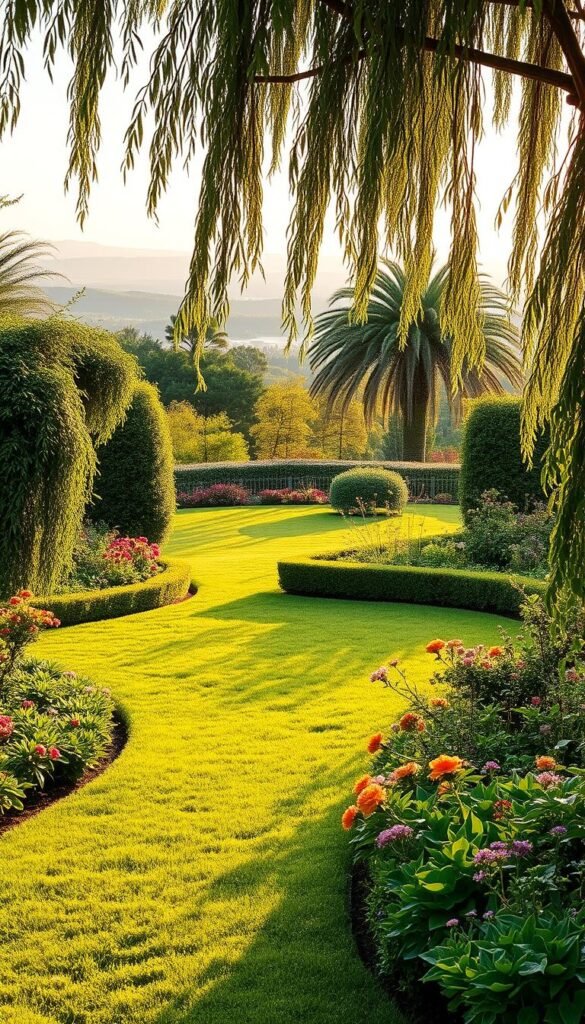 Using curved garden edges and borders to soften harsh corners