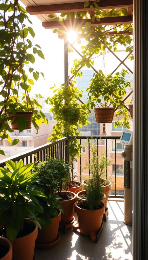 A sun-dappled balcony, a verdant oasis amidst the urban landscape. Carefully placed sensors monitor temperature, humidity, and wind patterns, providing insights into the unique microclimate of this cozy outdoor retreat. Lush potted plants and hanging baskets cast dancing shadows, while a small weather station gathers data on the subtle shifts in environmental conditions. Warm, golden light filters through the intricate trellis, creating a serene and inviting atmosphere. The balcony's boundaries blur, seamlessly blending the indoor and outdoor realms, a harmonious convergence of nature and technology. A sun-dappled balcony, a verdant oasis amidst the urban landscape. Carefully placed sensors monitor temperature, humidity, and wind patterns, providing insights into the unique microclimate of this cozy outdoor retreat. Lush potted plants and hanging baskets cast dancing shadows, while a small weather station gathers data on the subtle shifts in environmental conditions. Warm, golden light filters through the intricate trellis, creating a serene and inviting atmosphere. The balcony's boundaries blur, seamlessly blending the indoor and outdoor realms, a harmonious convergence of nature and technology.