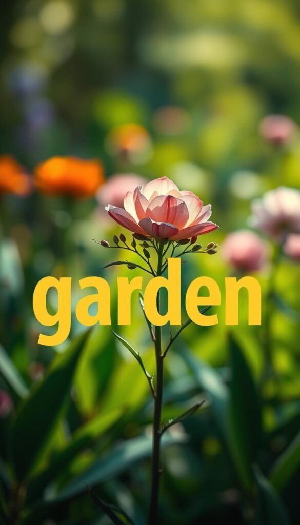 An intricate color palette typography, showcasing a harmonious blend of vibrant hues. In the foreground, bold letterforms emerge, their strokes and curves accentuated by a dynamic lighting setup, casting subtle shadows and highlights that add depth and dimension. The middle ground features a delicate floral arrangement, with petals and leaves intertwining to create a natural, organic counterpoint to the geometric typography. In the background, a softly blurred garden landscape provides a serene, verdant backdrop, hinting at the key elements of a successful garden logo design. The overall composition exudes a sense of balance, creativity, and a connection to the natural world, embodying the essence of a captivating garden-inspired brand identity.